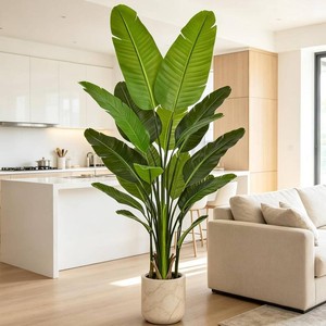Roselywed Artificial Bird of Paradise Tree 6FT 20 Leaves Tall Large Fake Faux Tropical Travelers Palm Banana Plant 72 Inch Black Pot for Indoor Home Office Poolside Porch Mall Decor Housewarming Gift