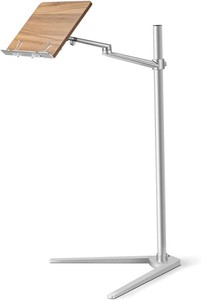 Bookstand, WoodPad, Rotating Holder for LaptopTabletPhone, 2 Spring Clips
