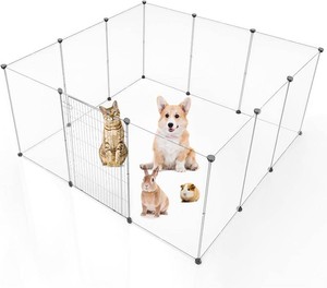 BRIAN & DANY Dog Playpen Portable for Small Animals, Dog Play Pen Indoor, Transparent Pet Playpen for Puppies, Cats, 80 L x 40 W x 28 H