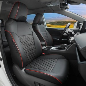 $200 Lolcar RAV4 Seat Covers Custom Fit for Toyota RAV4 2019 2020 2021 2022 2023 2024 2025 LE,XLE,XLE Premium,Limited,Airbag Compatible,Seat Cover Full Set for SUV, Waterproof Leather Black with Red Trim