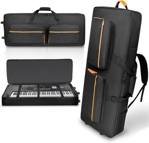 ORKELS 7376 Key Keyboard Case with Wheels & Adjustable Shoulder Straps  Padded Rolling 76 Key Gig Bag with 4 Accessory Pockets, for Digital Piano, Synthesizer & Keyboard