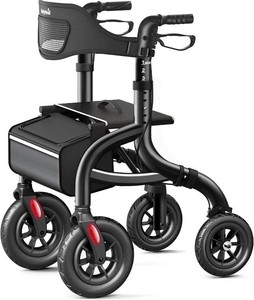 $250 W5 Foldable Rollator Walkers for Seniors with Seat and Backrest