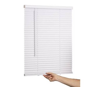 Lotus & Windoware Cordless 1 Vinyl Mini Blind Light Filtering Horizontal Blind, 33 Width x 60 Length, White, Smooth