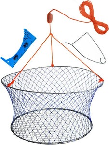 Palmyth Wire Grid Bottom Crab Nets Two Ring Crab Kit with Harness and Bait Clip 24 X 20 X 12 2 pack