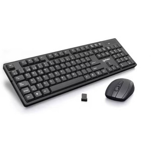 Manhattan Spanish Layout Keyboard Combo de Teclado y Mouse inal mbricos, Juego de Teclado inal mbrico USB de tama o Completo con dongle de 2.4 GHz para computadora port til, Color Negro 180955