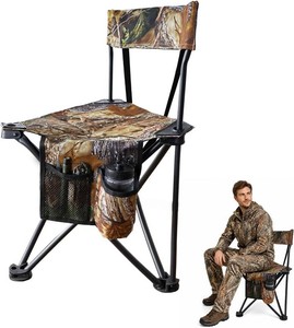 FUNHORUN Portable Folding Hunting Chair with Backrest & Storage Pocket