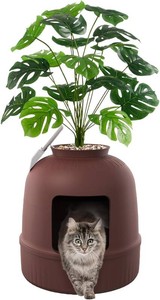 Lifewit Hidden Plant Cat Litter Box with Plastic Scoop, Brown