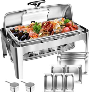 $139 13 QT Roll Top Chafing Dish for Buffet, Chafing Dishes with Glass Window