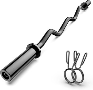 Olympic EZ Curl Barbell Bar 47, 2-Inch Curl Bars for Weight Lifting