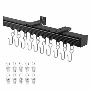 Ceiling Curtain Track Black 12-15 ft Heavy Duty CeilingWall Mount Rail