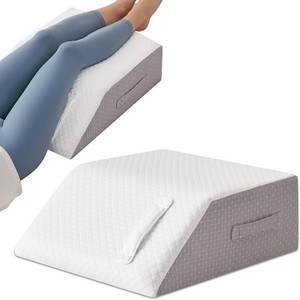MEGCXIT Leg Pillow Elevation Blood Circulation, Leg Wedge for Elevation for Swelling, Leg Elevating Pillow for After Surgery, Memory Foam Foot Knee Pillow for Back Sleeping 23.6 16.8 8 Inch WhiteGrey