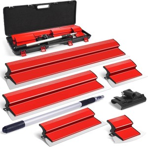 DEKEones Drywall Skimming Blade Set with Portable Case, Stainless Steel 6, 10,16, 24&32 Skimming Blades with 28-62 Extension Handle, Drywall Finishing Tools for Plasterboard and Wallboard
