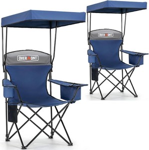 $126 Overmont 2-Pack Camping Chairs with Canopy Shade - 330 lb Support