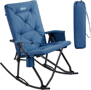 Portal Oversized Padded Folding Rocking Camping Chair Outdoor 400 LBS Blue