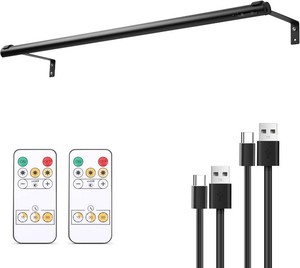 Battery Operated Wireless Picture Light RechargeablePlugged in 31.5inch Painting Display Light,Remote Control Wall Lights with Three Modes and Timing for Art Frame (Black)