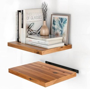 BATODA 16 x 12 Extra Deep Floating Shelves for Wall, Acacia Wood Set of 2