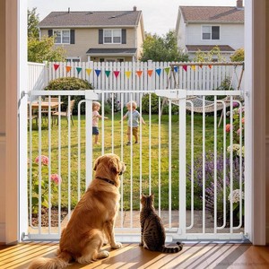 $145 Cumbor 36 Extra Tall Baby Gate, 30.4-56.8 Extra Wide Dog Gate White