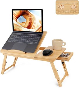 Bamboo Bed Desk, Lap Desk for Adults, Laptop Stand for Bed, Bed Table Tray