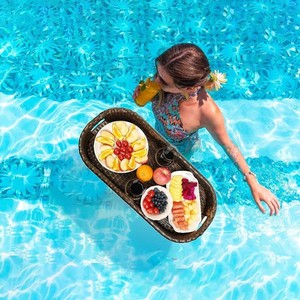Floating Tray for Pool Floating Pool Tray, Floating Tray - Floating Pool Table, Ideal for Food & Drinks - Floating Table for Pool - Essential Floating Food Tray for Pool Activities(Rectangle)