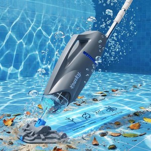 $150 Cordless Handheld Pool Vacuum, 18.5GPM Strong Suction, Telescopic Pole, 45 Mins Runtime, Dual Brush Heads for Above Ground, Inground Pools, Spas & Hot Tubs, Vako H10