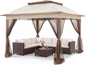 $180 COOS BAY 11x11 Pop Up Gazebo with Netting, Canopy Tent, Beige