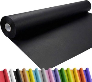 SMART&CASUAL 48 x 1,500 (125) Black Kraft Craft Paper Roll for Gift Wrapping Bulletin Board Bouquet Flower Art Packing Parcel Table Covering 80GSM 55LB (Black, 48 x 125)