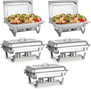 $140 Chafing Dishes for Buffet 5 Pack, 9 QT Full Pan Stainless Steel