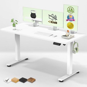 $140 Veken 55 Inch Large Electric Standing Desk, Gaming Table, White