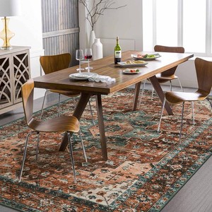 $140 Moynesa 9x12 Ultra-Thin Vintage Medallion Area Rug for Living Room, Bedroom, Dining Room, Office, Entryway, Dorm