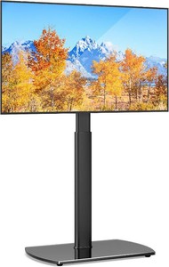 YOMT Universal TV Floor Stand with Mount for 27-70 Inch LCD LED OLED TVs, Swivel Height Adjustable Tall TV Stand, Space Saving Design for Corner Bedroom Living Room, Black