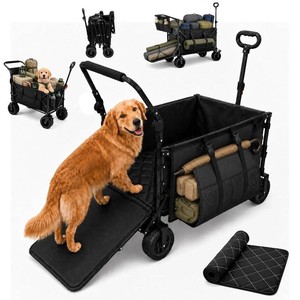 $130 Foldable Dog Wagon for Medium & Large Dogs with Drop-Down Tailgate