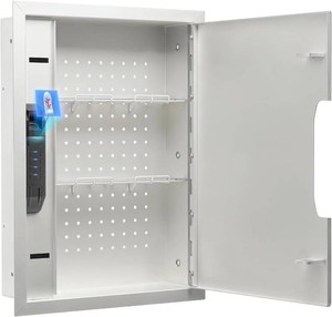 $160 MAXSAFES Quick Access Wall Safe with Finger Vein Recognition Lock White Wall Safes Box with Pegboard, Removable Shelves & Heavy Duty Dual-Latch, Wall Gun Safe for Valuables, Cash, Clips