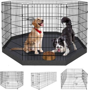 36H Dog Playpen with Bottom Pad, 8 Panel 24W Rustproof Metal Pen