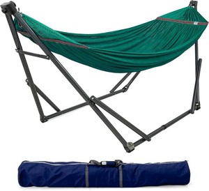 $170 Tranquillo Foldable Hammock Stand, Collapsible Camping, Hammock Net Peacock