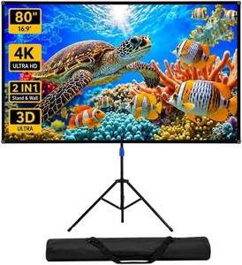 WASJOYE 80 Proiector Screen with Stand - 169 4K HD Portable Proiector Screen, 1.2 Gain Outdoor Projector Screen, Easy Setup and Carrying, for Home Cinema, Backyard Party Office TV Game