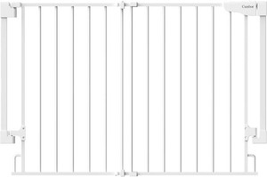 Cumbor 29.2 43 No Bottom Bar Baby Gate, Auto Close Dog Gate Indoor, White