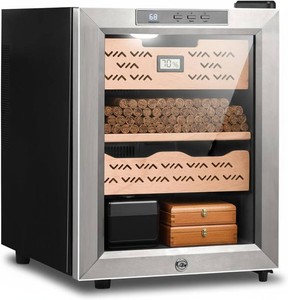 $160 Epress 33L Electric Cigar Humidor, 250 Counts Thermoelectric Humidor Cigar Box Cabinet with Constant Temp & Humidity Control, Spanish Cedar Wood Shelves & Drawers, Gifts for Men