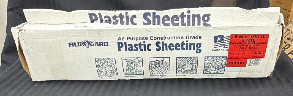 Brand New - Film guard all purpose construction grade plastic sheeting 8 x 100 six mil polyurethane, sheeting black color