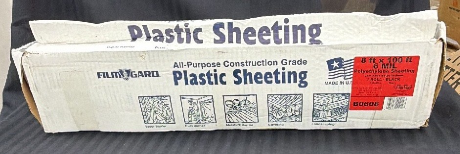Brand New - Film Guard all purpose construction grade plastic sheeting 8 x 100 six mil polyurethane, sheeting black color