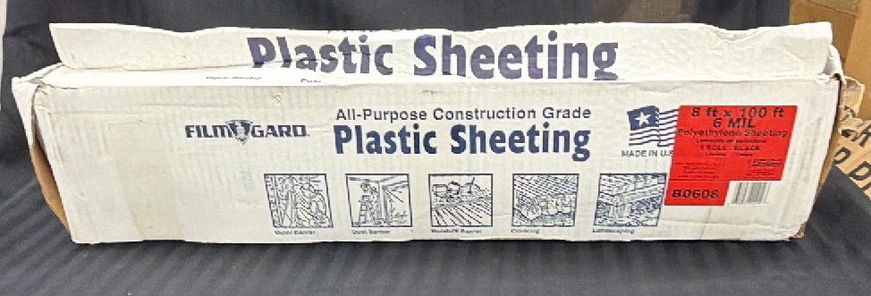 Brand New - Film guard all purpose construction grade plastic sheeting 8 x 100 six mil polyurethane, sheeting black color