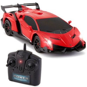 New - 124 Kids RC Lamborghini Veneno Racing Car Toy w Lights, Shock Suspension