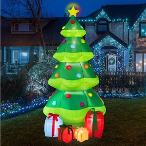 New - Inflatable Christmas Tree Outdoor Blow Up Decor w 10 LED Lights - 10ft