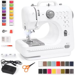 New - Best Choice Products 6V Portable Sewing Machine, 42-Piece Beginners Kit w 12 Stitch Patterns - GrayWhite