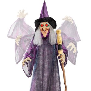 New -  Best Choice Products 5ft Standing Witch Wicked Wanda Poseable Halloween Animatronic w Pre-Recorded Phrases LED Eyes