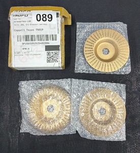 New Lot of 3 Wood Carving Disc Grinding Wheels, Gold Tungsten Carbide Angle Grinder Shaping Discs