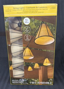 New Ashland Summer 6 ft LED String Lights, 10 Warm White Lights, Iron Frame Lampshades, Battery Operated with Timer, Indoor Use
