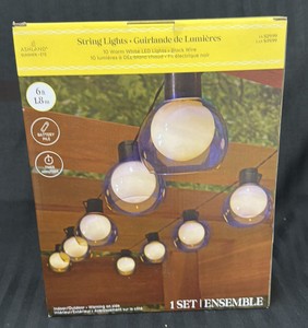 New Ashland Summer 6 ft LED String Lights, 10 Warm White Globe Bulbs, Black Wire, Battery Operated with Timer, IndoorOutdoor