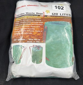 New 32 Gallon 120L Garden Waste Bag, Reusable Yard Leaf Bag with Shoulder Straps, Foldable, Green