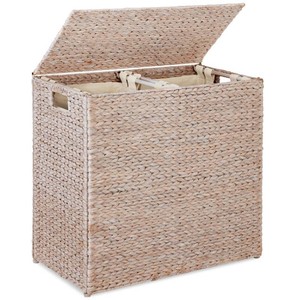 New - Large Laundry Hamper W Lid, Woven Laundry Basket, W Liner, 30 Gal (114L) White Color