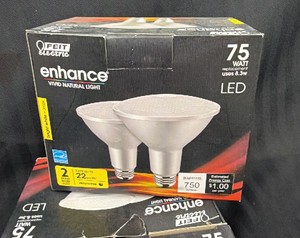 New Lot of 4 Feit Electric Enhance 75W Replacement PAR30 LED Flood Bulbs, 2 Pack Each, Bright White 3000K, Dimmable (8 Bulbs Total)